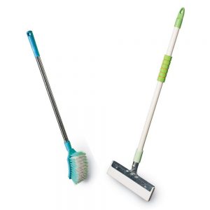 Vimal Ecowipe 250 (for Mini Size Bathroom) Floor Cleaning Wiper + Steelo Curvy (Long Handle) Toilet Brush Combo Set