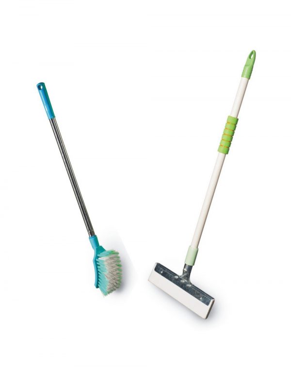 Vimal Ecowipe 250 (for Mini Size Bathroom) Floor Cleaning Wiper + Steelo Curvy (Long Handle) Toilet Brush Combo Set