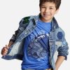 Boys’ Patched Medium Wash Denim Jacket – Blue