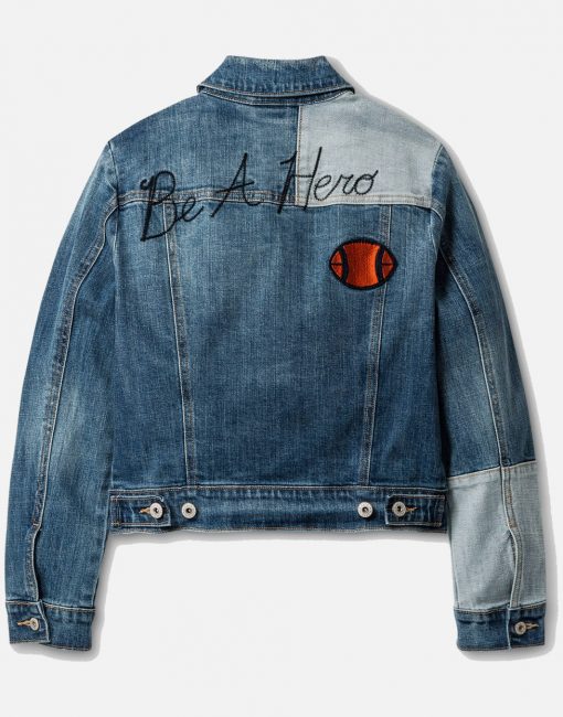 Boys' Patched Medium Wash Denim Jacket - Blue