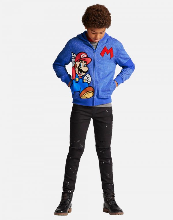 Boys' Super Mario Fleece Jacket Hoodie - Blue