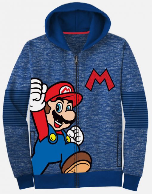 Boys' Super Mario Fleece Jacket Hoodie - Blue