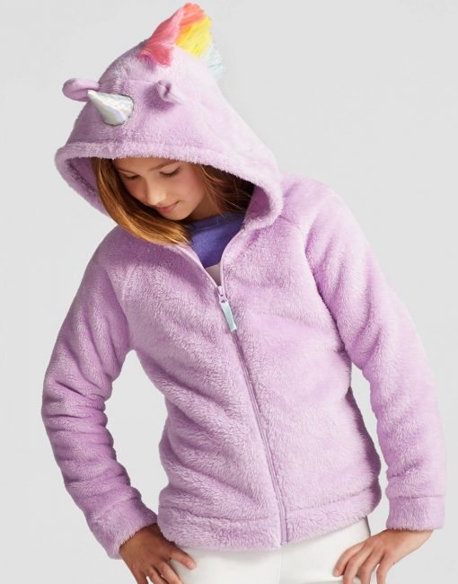 Girls' Cozy Unicorn Hoodie - Violet