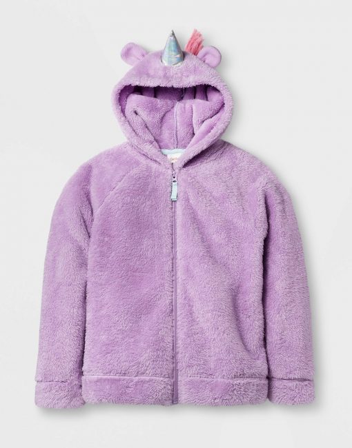 Girls' Cozy Unicorn Hoodie - Violet