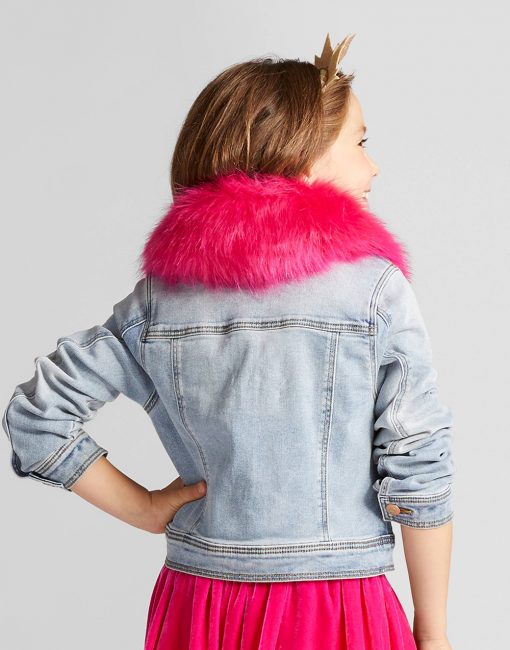 Girls' Jean Jacket with Faux Fur Collar