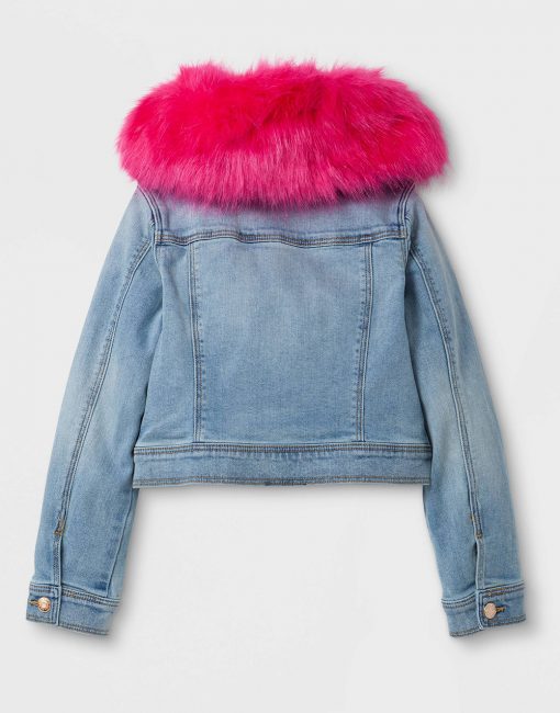 Girls' Jean Jacket with Faux Fur Collar