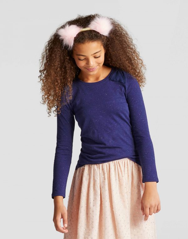 Girls' Long Sleeve Bow Top