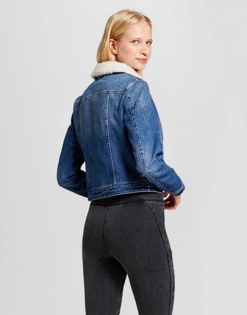 Women's Denim Sherpa Moto Jacket