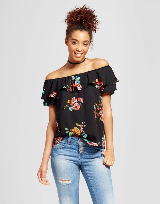 Women's Double Ruffle Off The Shoulder Top