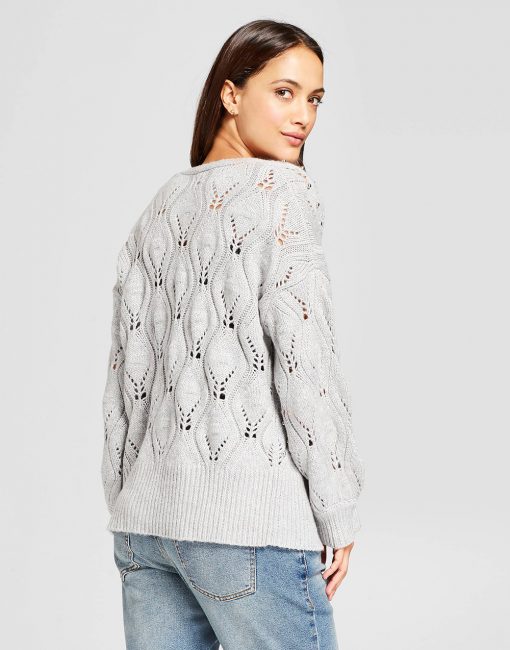 Women's Embellished Pointelle Open Cardigan