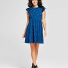 Women’s Jacquard Ruffle Sleeve Fit & Flare Dress