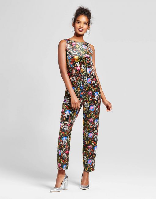 Women's Ornament Velvet Jumpsuit