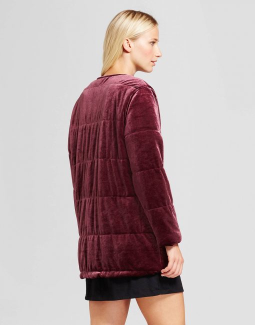 Women's Quilted Velvet Bomber Jacket