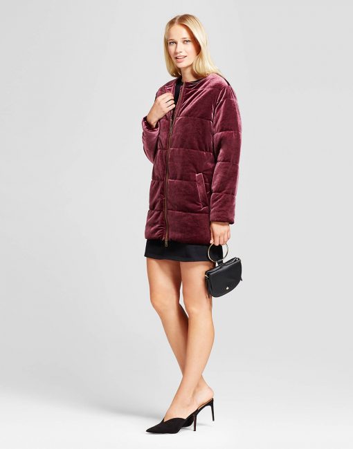 Women's Quilted Velvet Bomber Jacket