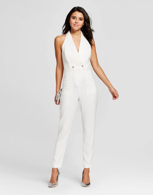 Women's Satin Crepe Tuxedo Jumpsuit