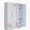 Fresno Four Door Wardrobe in White & Orange Colour by Parin