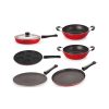 Nirlon Non-Stick Coated Dishwasher Safe 6 Piece Aluminium Kitchen Utencils Combo Set With Steel Lid