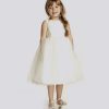 Flower Girl Dress with Tulle and Ribbon Waist