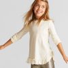 Girls’ Long Sleeve Ruffle Top – Cream